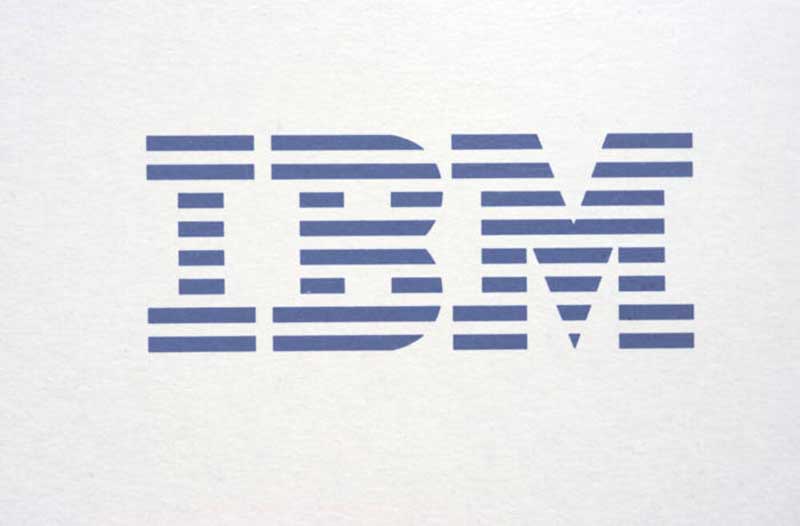 Blue IBM logo on white background