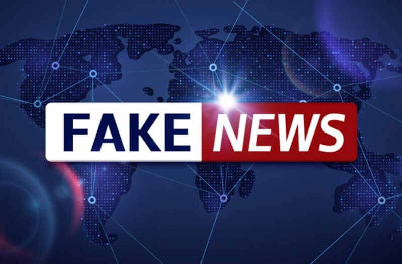 A TV-screen-like photo with "fake news" as a headline